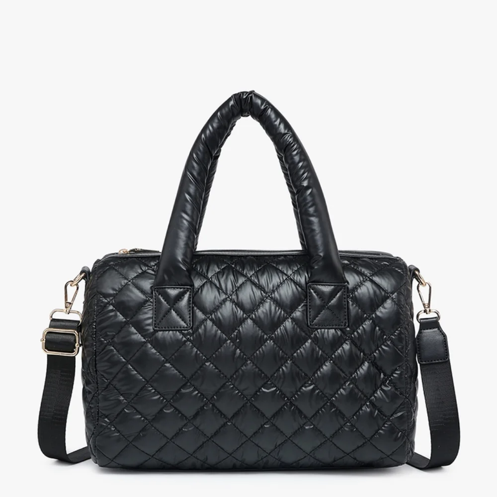 Quilted Nylon Satchel Tote